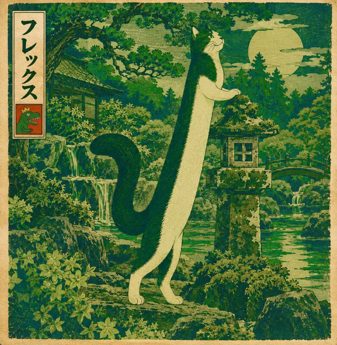 Green LongCat In the Rock Garden at Ryōan-ji Temple